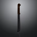Sharp Kitchen Knife With Black Blade And Brown Handle On Gray Gradient Background