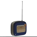 Vintage Blue Entertainment Radio Appliance Featuring Mesh Grille Silver Trim And Knob