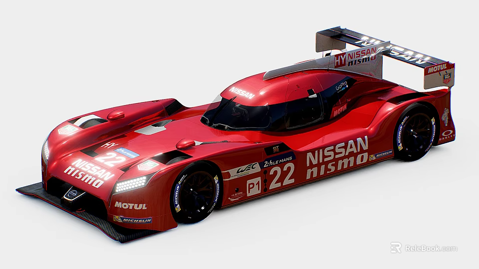 Red Nissan Nismo Race Car Featuring Number 22 MOTUL Branding And Streamlined Design 3d model 