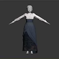 Man Standing with Arms Extended in Long Skirt 3D Model Gray Background