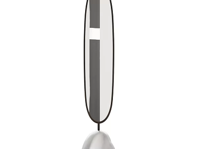 Modern Oval Mirror With Sleek Black Frame And Minimalist White Base 3d model