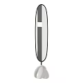 Modern Oval Mirror With Sleek Black Frame And Minimalist White Base