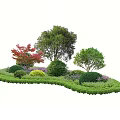 Ground Cover Landscape Design With Various Trees Shrubs And Green Lawn Layouts