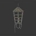 Decorative Metal Lantern With Grid Design And Hanging Chains For Home Decor
