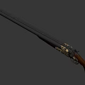 Vintage Decorative Weapon With Engraved Golden Patterns Wooden Stock And Black Barrel