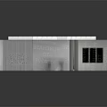 Art Exhibition Interior Space With Columns Geometric Floor And Portrait Displays