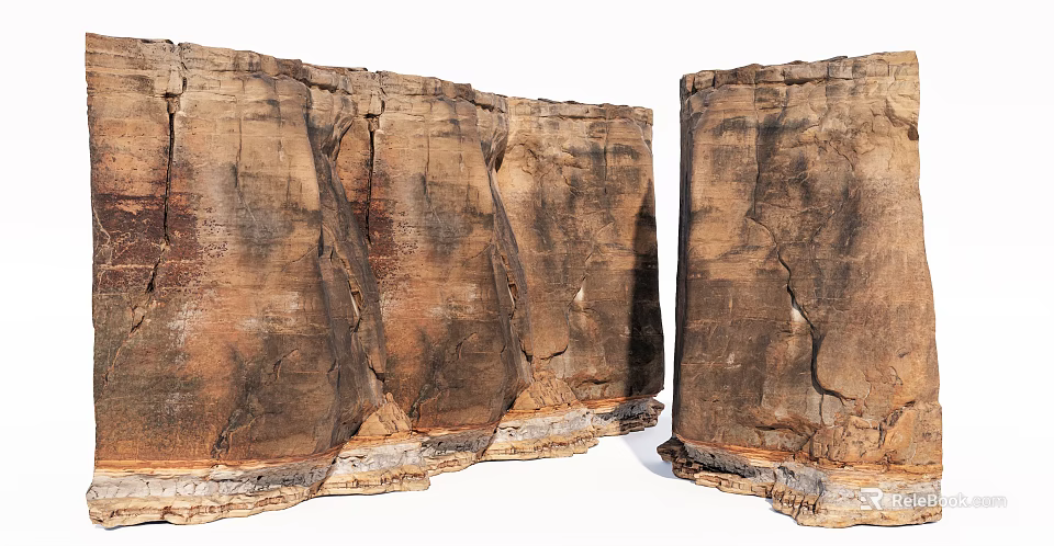 Natural Stone Wood Textured Panels With Rustic Architectural Design Features 3d model 
