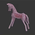 Pink Building Blocks Horse With Striped Design And Stable Standing Structure