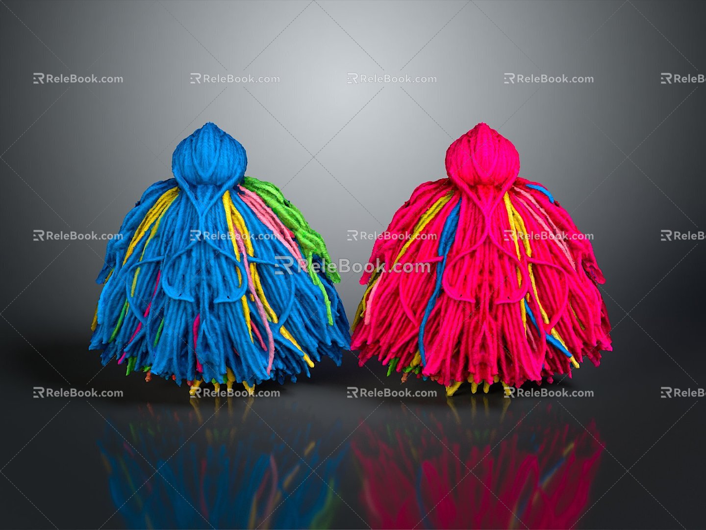 Mop head thread group hemp rope decoration props wool daily necessities 3d model