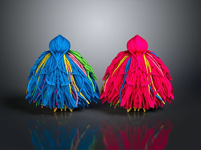 Vibrant Blue and Pink Decorative Tassel Household Items With Colorful Hanging Strands For Home Decoration 3d model