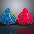 Vibrant Blue and Pink Decorative Tassel Household Items With Colorful Hanging Strands For Home Decoration