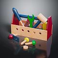 Wooden Toy Tool Set With Screwdriver Wrench Hammer Screws And Play Blocks