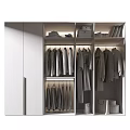 Modern Wardrobe With Glass Doors And Hanging Clothes Storage Compartments