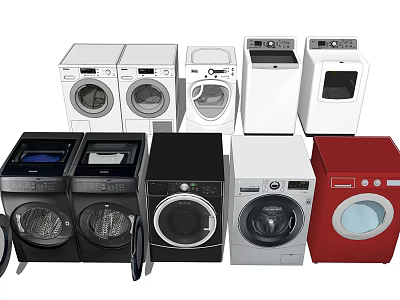 Modern Washing Machines in Various Colors and Styles for Home Laundry Use 3d model
