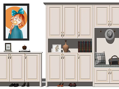 Jane European Shoe Cabinet Entrance Shoe Cabinet Side Cabinet 3d model