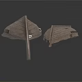 Two Old Weathered Wooden Ship Hull Sections With Holes And Grooves