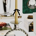 Elegant Decorative Ornaments Set With Silver Vase Candle Holder Green Artwork And Leaf Decoration