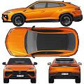 Orange Lamborghini SUV With Sporty Design Black Wheels And Rear Spoiler