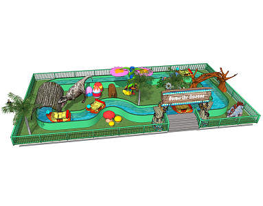 Modern amusement equipment theme park children's water jungle adventure 3d model