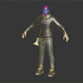 3D Male Character Model Wearing Grey Hoodie Pants And Sneakers With Pink Blue Logo