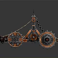 Orange And Black Utility Vehicle With Multi Wheel Mechanical Structure And Arm 3d model