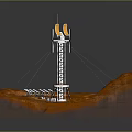 Mars Surface Exploration Equipment With Antenna Tower And Solar Panels 3d model