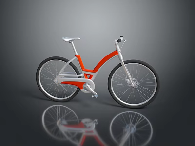 Modern Red And White Bicycle With Sleek Frame And Reflective Wheels Design 3d model