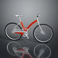 Modern Red And White Bicycle With Sleek Frame And Reflective Wheels Design