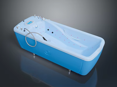 Blue Massage Bathtub With Control Panel Jets And Modern Design 3d model