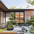 New Chinese Courtyard Landscape Villa Courtyard Landscape Plant Landscape Sits Moss Landscape Dry Landscape 3d model