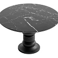 Round Black Marble Dining Table Set with Modern Black Base Design 3d model
