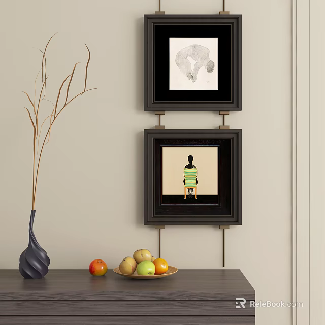 Framed Abstract Paintings As Wall Decor In Room 3d model