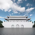 Chinese Style Gate Ancient Architecture Temple Gate 3d model