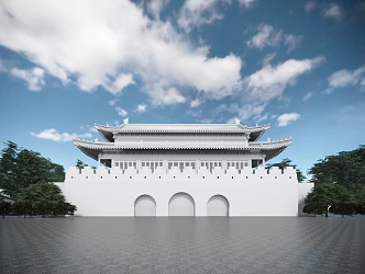 Chinese Style Gate Ancient Architecture Temple Gate 3d model