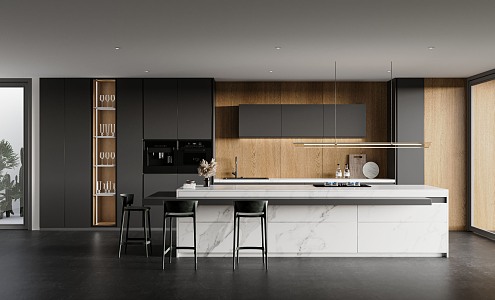 modern kitchen Italian open kitchen 3d model