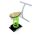 Building Blocks Constructed Green Spring Rocker with Brown Seat White Handrails and Black Base