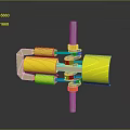 Automotive Parts Featuring Yellow Cylindrical Components Metal Connecting Rods And Mechanical Structure