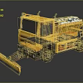 Yellow Construction Truck with Front Snow Plow Bright Warning Lights and Salt Sand Loader