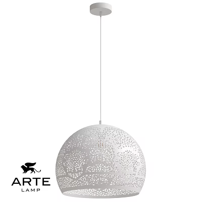 White Spherical Chandelier With Laser Cut Patterns For Modern Interior Design 3d model