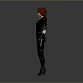 Red Haired Fantasy Game Movie Character In Black Outfit With Leather Details Gloves And Boots