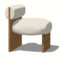Modern Leisure Chair With White Upholstered Seat Backrest And Wooden Frame