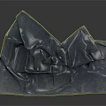 Gray Hair Fabric Material Folded On Black Background Textile