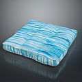 Square Blue And White Striped Quilted Cushion For Home Furniture Decor