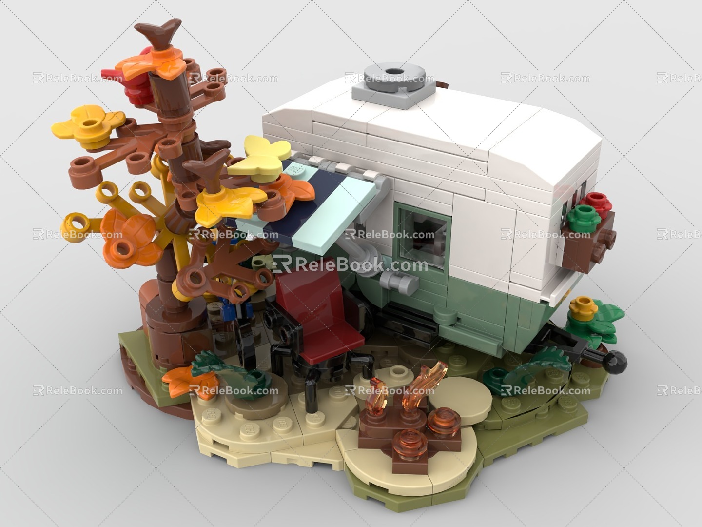 LEGO Toy Building Blocks Camper Trailer RV Campground 3d model