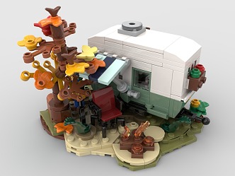 LEGO Toy Building Blocks Camper Trailer RV Campground 3d model