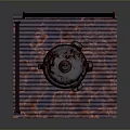 Rusted Industrial Equipment With Glowing Interior Metal Enclosure And Red Top Rod