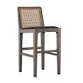 Modern Bar Stools With Woven Rattan Backrest And Wooden Legs Design