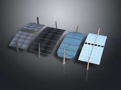 Modern Architectural Roof Panel Designs With Various Materials And Support Columns 3d model