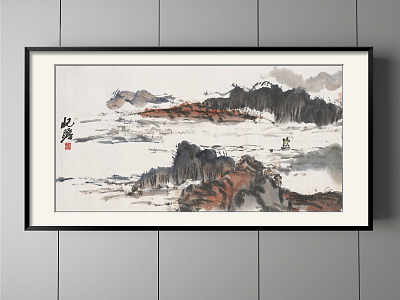 New Chinese Landscape Painting Brown Living Room Water Landscape Decoration Painting model