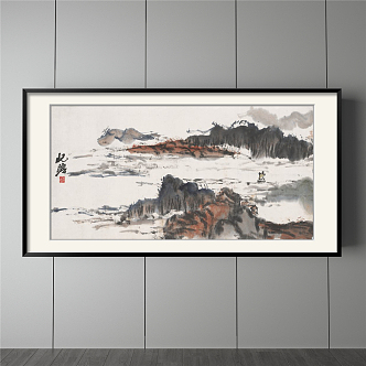 New Chinese Landscape Painting Brown Living Room Water Landscape Decoration Painting 3d model